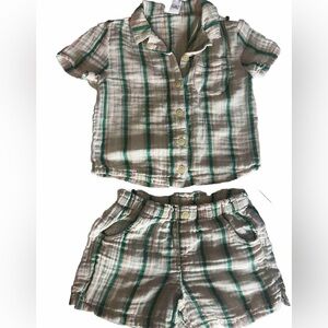 Old Navy Kids size 5Y green‎ striped shirt set